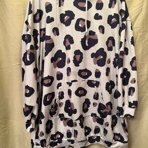 Leopard Print Oversized Hoodie Sweatshirt